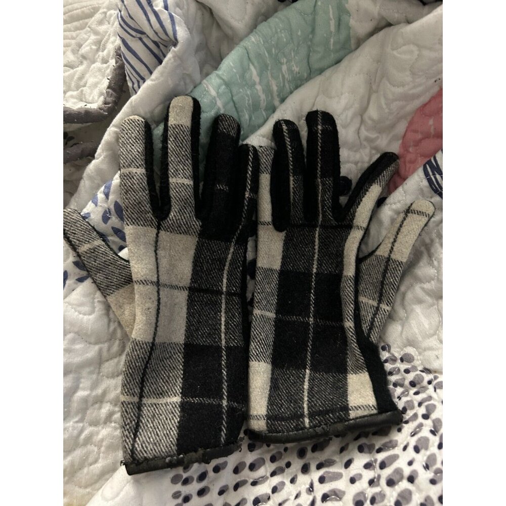 Black And White Plaid Thin Gloves for Women Fall